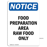 NOTICE Food Preparation Area Raw Food Only
