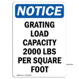 NOTICE Grating Load Capacity 2000 Lbs Per