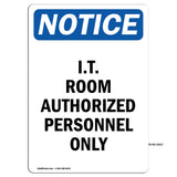 NOTICE I.T. Room Authorized Personnel Only