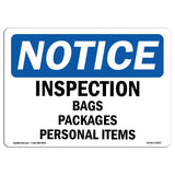 NOTICE Inspection Bags Packages Personal Items