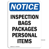NOTICE Inspection Bags Packages Personal Items