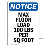 NOTICE Max Floor Load 100 Lbs Per Sq Foot