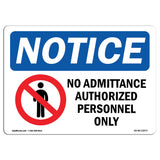 NOTICE No Admittance Authorized Personnel Only