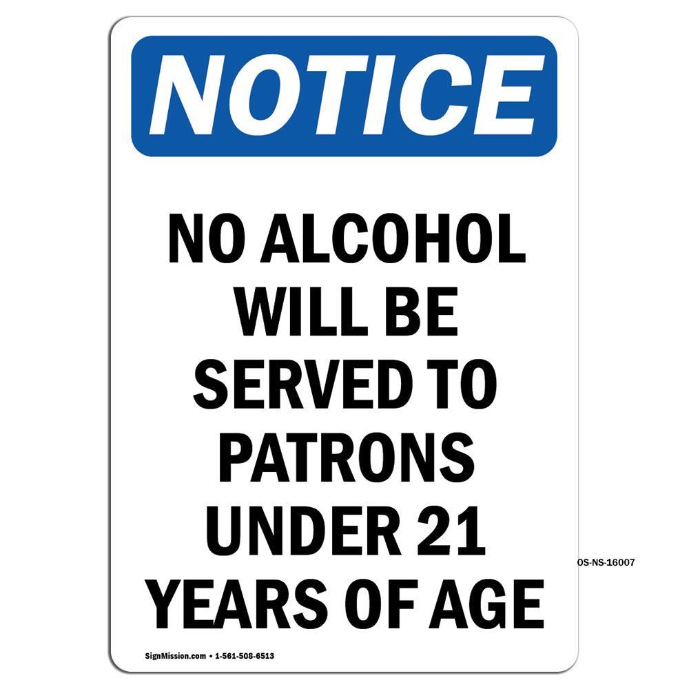 NOTICE No Alcohol Will Be Served