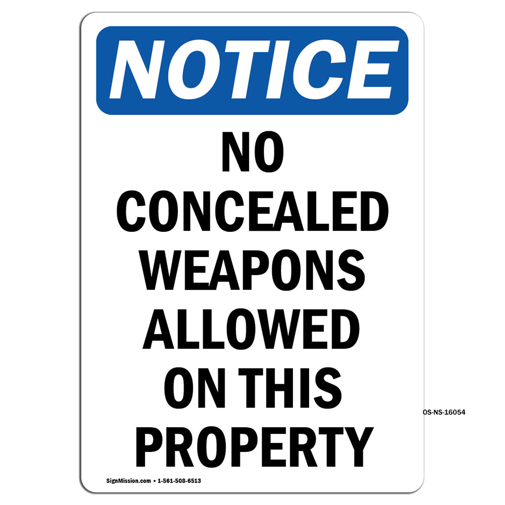 NOTICE No Concealed Weapons Allowed