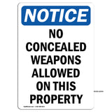 NOTICE No Concealed Weapons Allowed