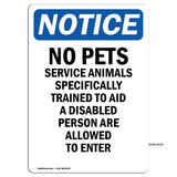 NOTICE No Pets Service Animals Allowed