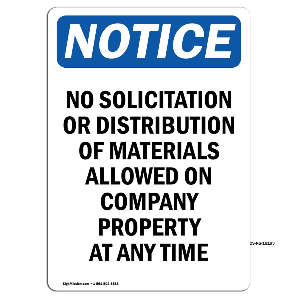 NOTICE No Solicitation Company Property