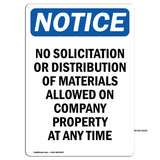 NOTICE No Solicitation Company Property