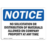 NOTICE No Solicitation Company Property