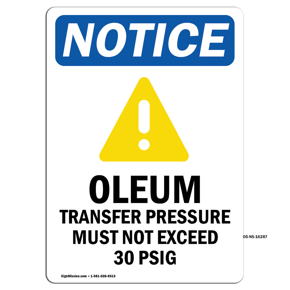 NOTICE Oleum Transfer Pressure