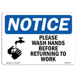 NOTICE Please Wash Hands Before Returning To Work