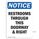 NOTICE Restrooms Through This Doorway And Right
