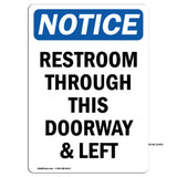 NOTICE Restrooms Through This Doorway And Left