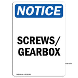 NOTICE Screws Gearbox