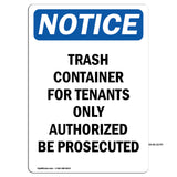 NOTICE Trash Container Tenants Others Prosecuted