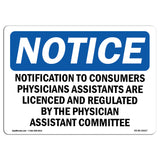 Notification To Consumers Physician Assistants