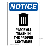 NOTICE Place All Trash In The Proper Container