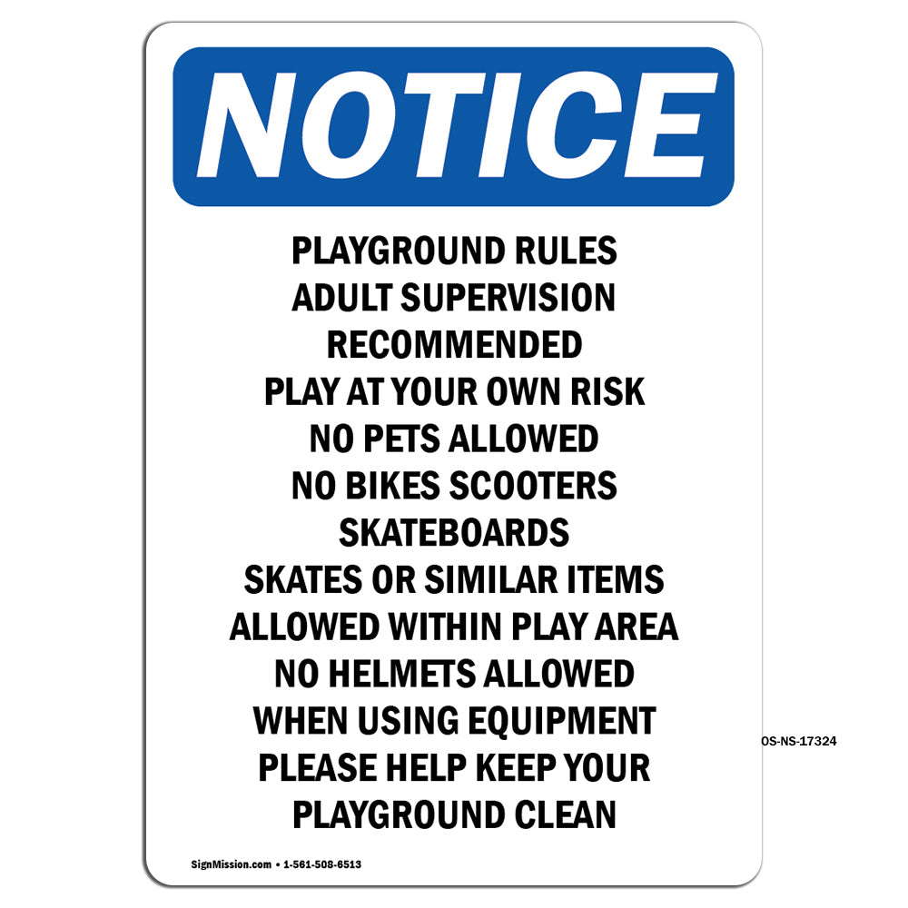 Playground Rules Adult Supervision Recommended