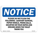 Please Do Not Flush The Following Sanitary