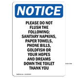 Please Do Not Flush The Following Sanitary