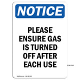 Please Ensure Gas Is Turned Off After Each Use