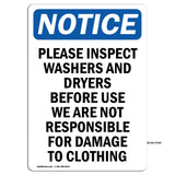 Please Inspect Washers And Dryers Before