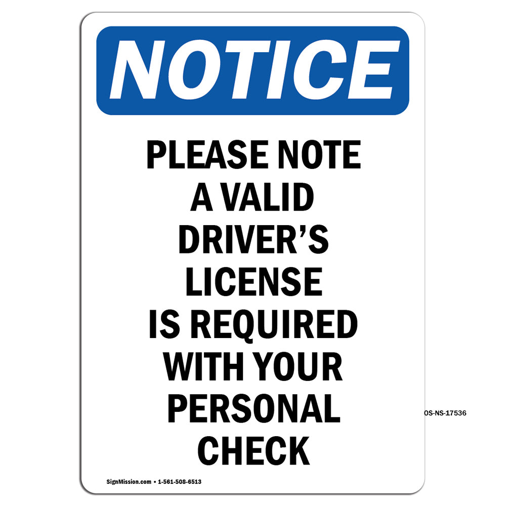 Please Note A Valid Driver's License Is