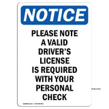 Please Note A Valid Driver's License Is
