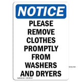 Please Remove Clothes Promptly From Washers