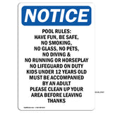 Pool Rules Have Fun, Be Safe, No Smoking,