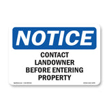 Contact Landowner Before Entering Property