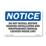 Do Not Install Before Reading Installation