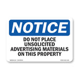 Do Not Place Unsolicited Advertising Materials