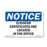 Elevator Certificates Are Located In The Office