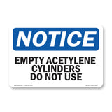 Empty Acetylene Cylinders Do Not Use