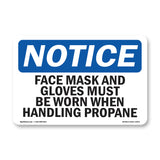 Face Mask And Gloves Must Be Worn When Handling Sign