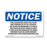 Fuel Dispensed From This Pump May Contain Sign
