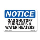 Gas Shutoff, Furnaces And Water Heaters Sign