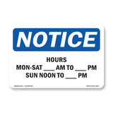 Hours Mon - Sat ____ Am To ____ Pm Sun Noon