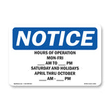 Hours Of Operation Monday - Friday ____