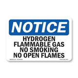 Hydrogen Flammable Gas No Smoking No Open Flames Sign