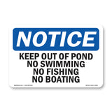 Keep Out Of Pond No Swimming No Fishing No Boating