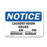 Laundry Room Hours ____ Am To ____ Pm Monday