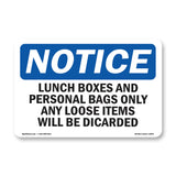 Lunch Boxes And Personal Bags Only Any Loose