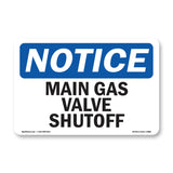 Main Gas Valve Shutoff Sign