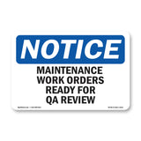 Maintenance Work Orders Ready For QA Review
