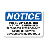 Minimum PPE Required Lab Coat, Leather Steel