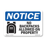 No Backpacks Allowed On Property