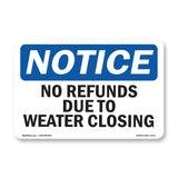 No Refunds Due To Weather Closing